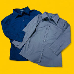 2 x 3/4 Sleeve Cotton Stretch Button-Up Dress Shirts Small by Zenana Outfitters